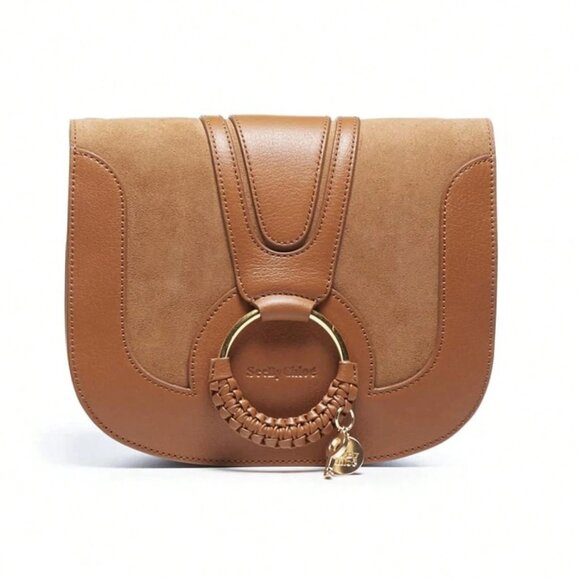 Chloé Hana Medium Leather & Suede Crossbody Bag in 242 CaramelNWT $595